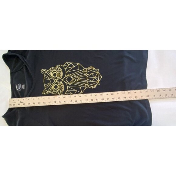 Just My Size Womens T Shirt Sz 2X Black Gold Owl Long Sleeve Goth Fairy Woodland - Picture 7 of 12
